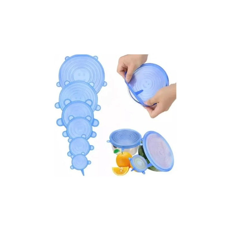Tapas Elasticas Silicona Reutilizables Ajustable 6 Pz Comida