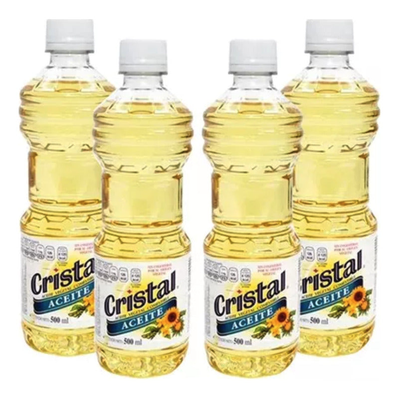 Aceite Vegetal Cristal De 12 Piezas 500 Mililitros C/u