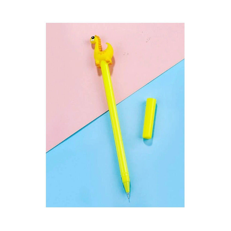 4 Bolígrafos De Gel Dinosaurios Para Estudiantes Tinta Negra Negro