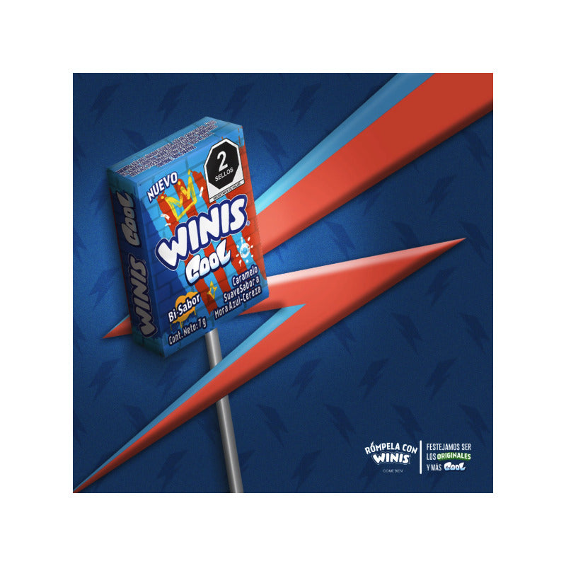 Winis Paleta Cool Sabor Mora Azul Y Cereza 40 Pzas