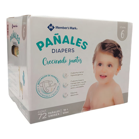 Pañales Unisex Etapa 6 Members Mark 72 Pzas Etapa 6