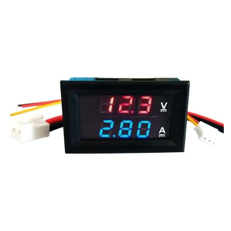 Mini Voltimetro Digital Led Dc Pantalla Dual Rojo Azul Amp