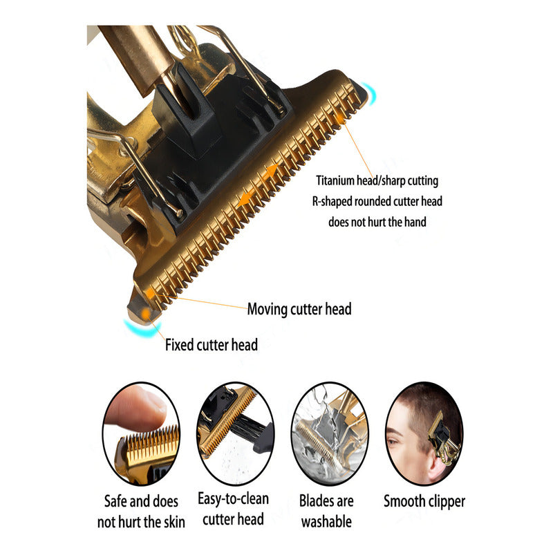 Rasuradora Eléctrica Dorada Dragon Acero Inoxidable Usb 4 Peines Dorado