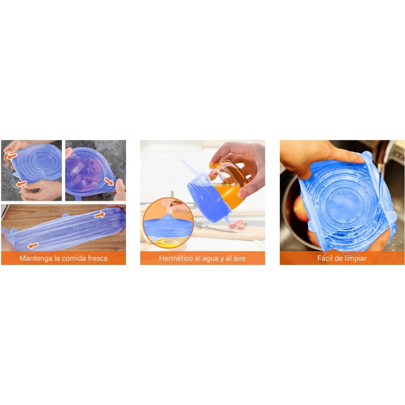 24 Tapa Silicon Flexible Ajustable Antiderrame Reusable