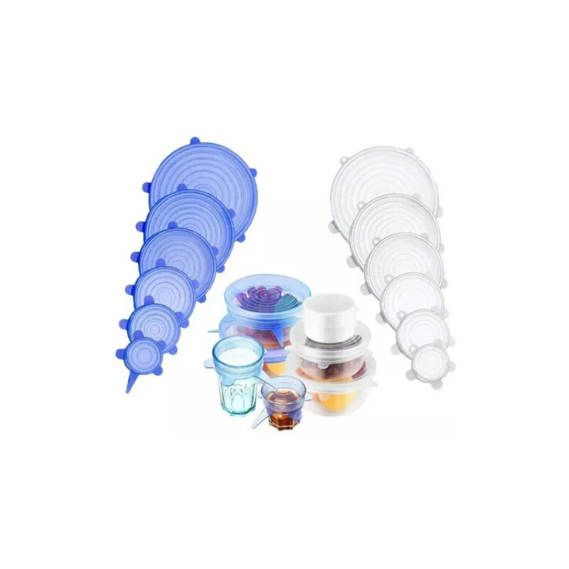 Tapas Elasticas Silicona Reutilizables Ajustable 6 Pz Comida
