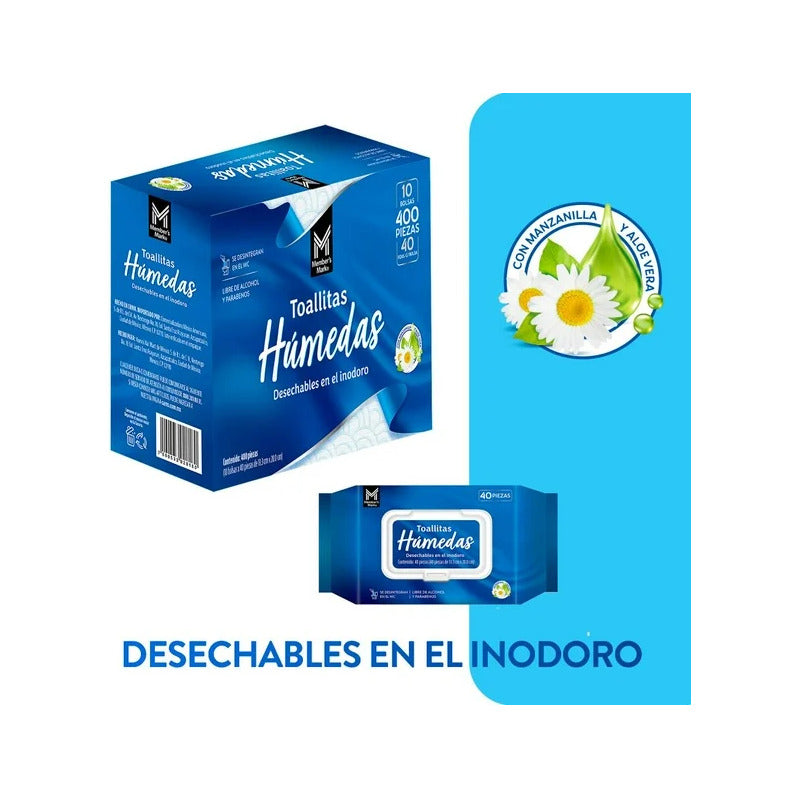 Toallitas Humedas Para Inodoro Members Mark 400 Piezas