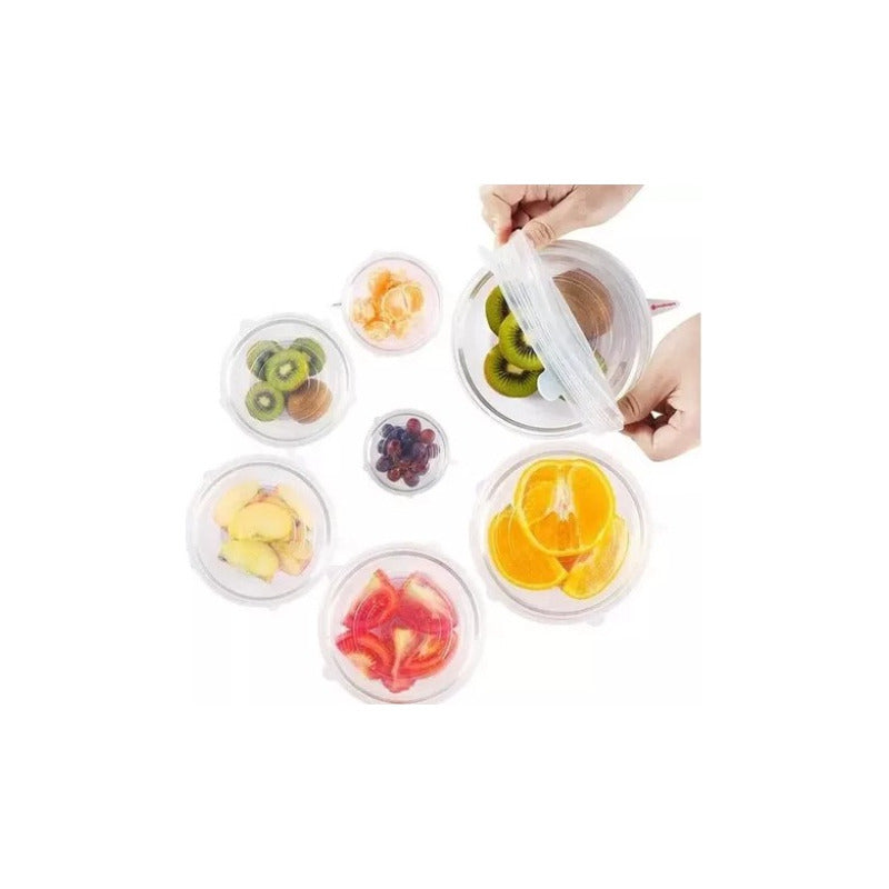 Tapas Elasticas Silicona Reutilizables Ajustable 6 Pz Comida