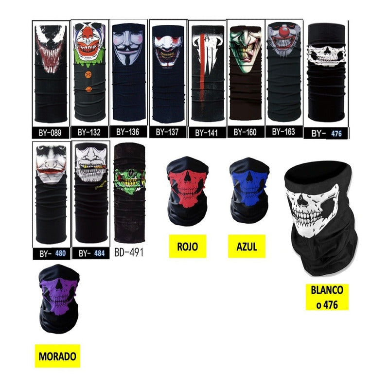Bandana Mascara Bufanda Moto 100 Piezas +180 Modelos Multicolor Bandana - Eurotruck Mexico