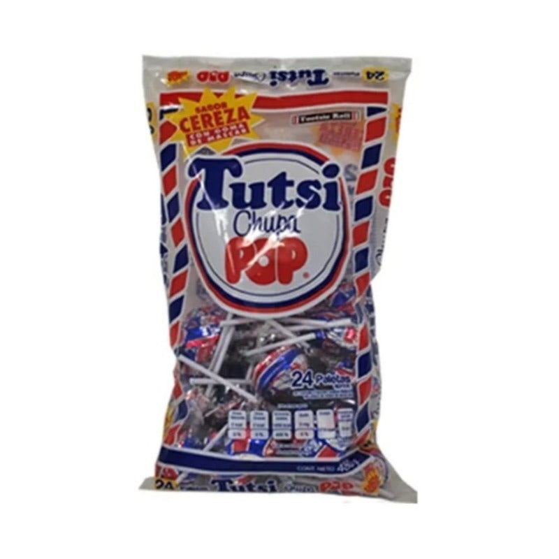 Tutsi Paleta Rellena Cereza 24 Piezas De 20 Gr