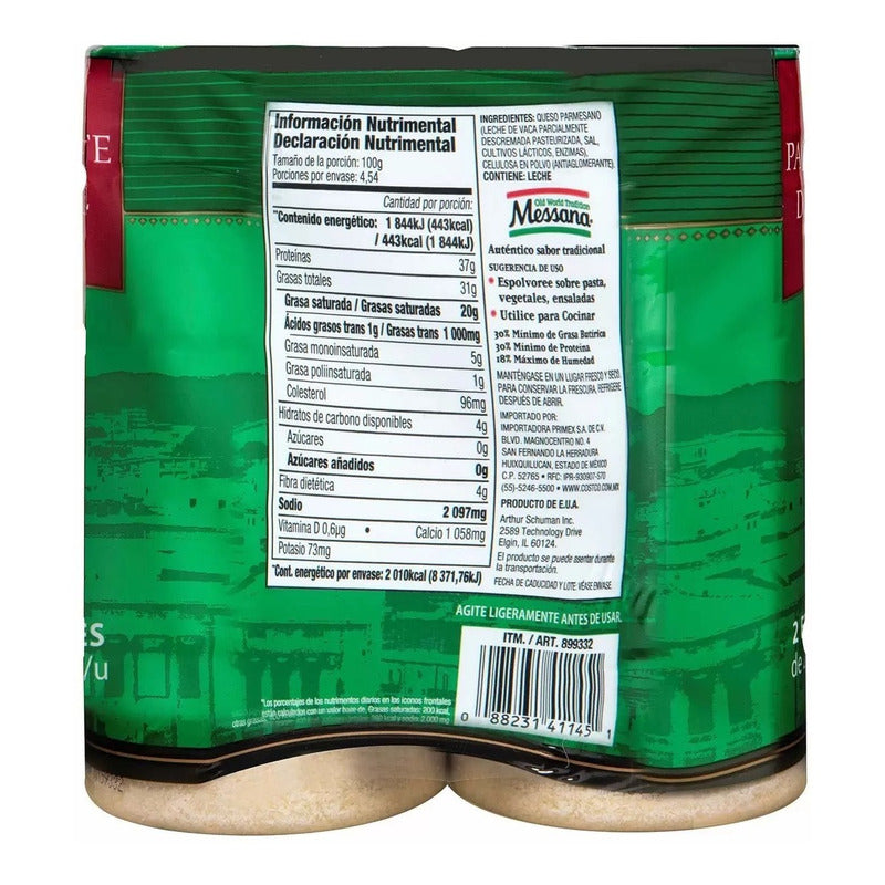 Sazonador Queso Parmesano Rallado Premium 2pz 227g Messana