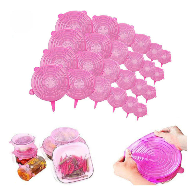 24 Tapa Silicon Flexible Ajustable Antiderrame Reusable