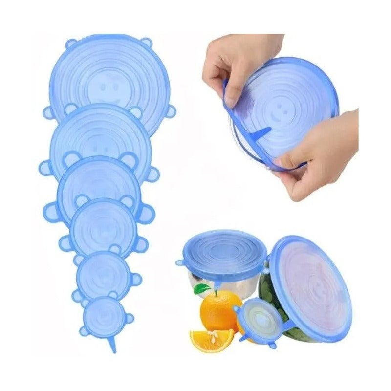 Tapas Elasticas Silicona Reutilizables Ajustable 6 Pz Comida