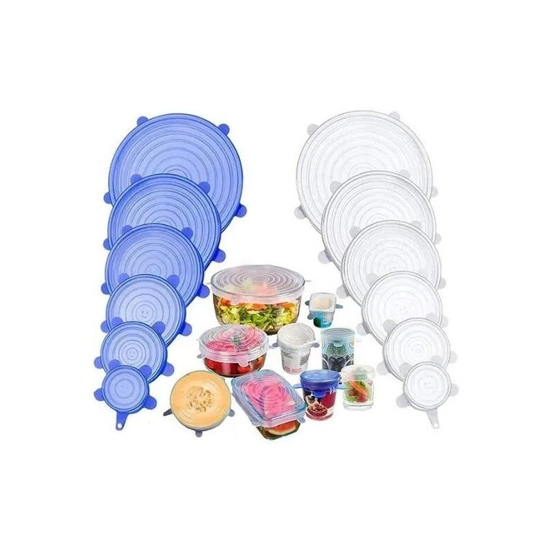 Tapas Elasticas Silicona Reutilizables Ajustable 6 Pz Comida