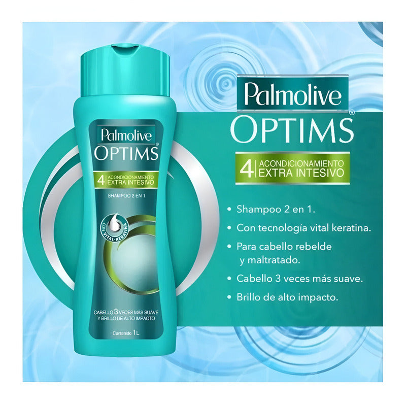 Shampoo Acondicionamiento Extra Intensivo 2 En 1 Nivel 4 Palmolive Optims 1 L