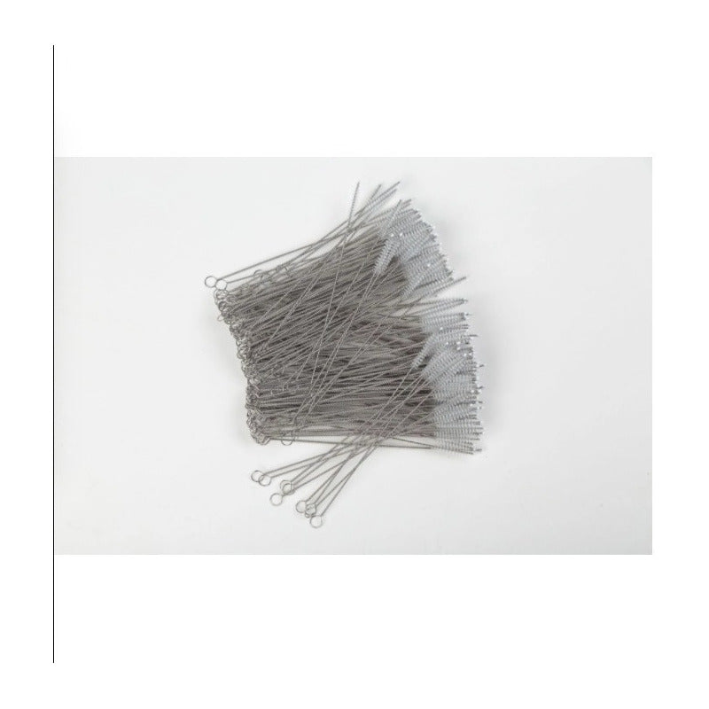 100 Cepillos Para Popotes Limpiador Acero Inoxidable 5mm Plateado