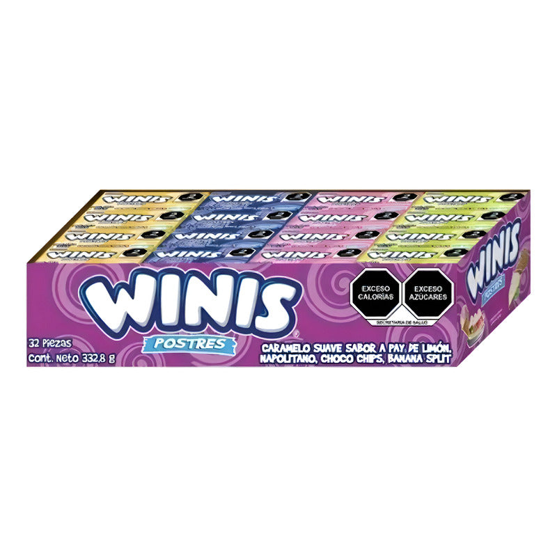 Winis Chicloso Mini Sabor Postres Caramelo Suave Dulce 32 Pz