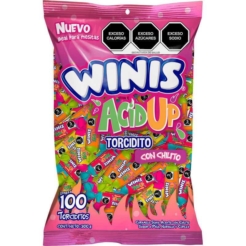 Dulce Winis Acid Up 100pz Caramelo Suave Acidito Chilito