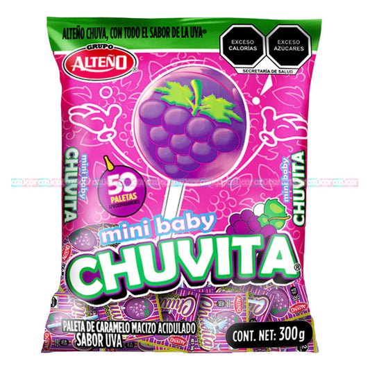 Paleta Mini Baby Chuvita Sabor Uva 50 Piezas
