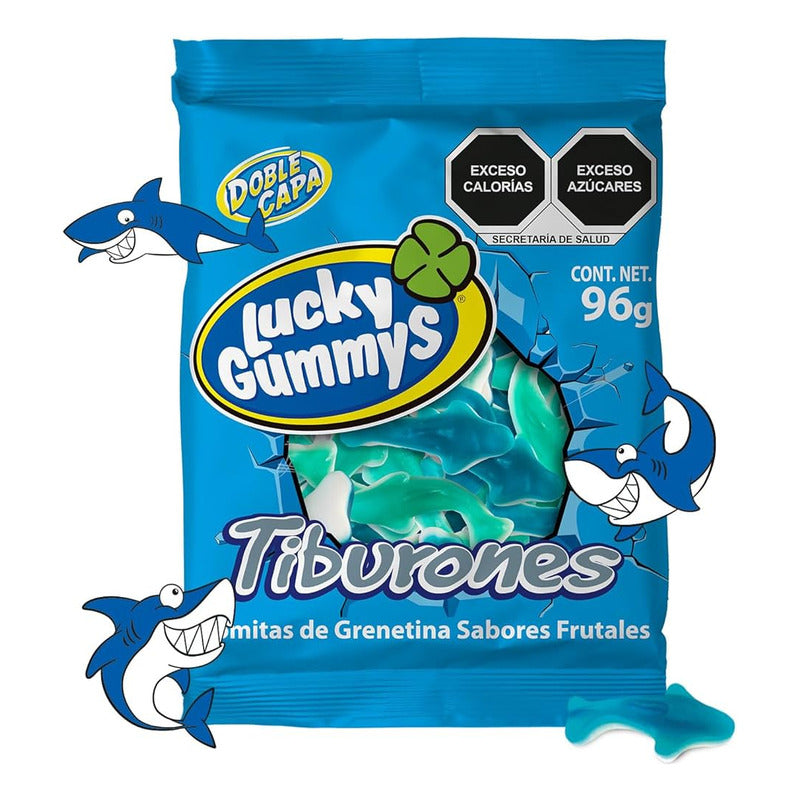 Lucky Gummys Tiburones Gomitas De Grenetina 8pz De 96g C/u