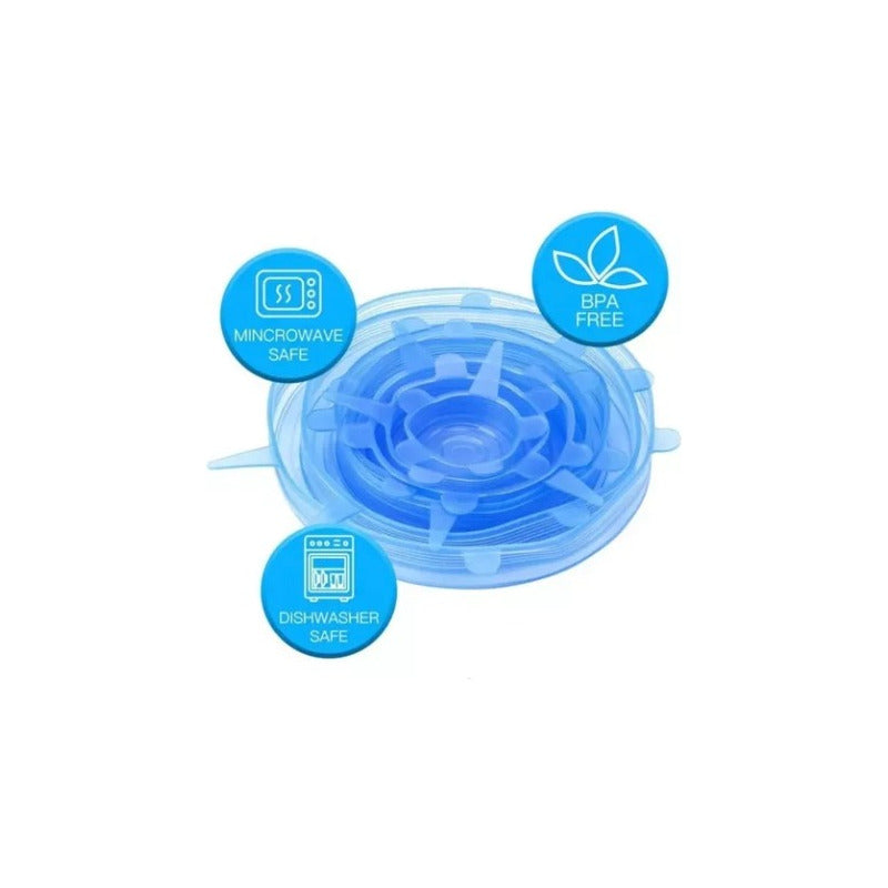 Tapas Elasticas Silicona Reutilizables Ajustable 6 Pz Comida