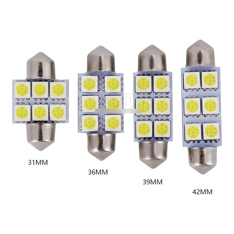 4 Pz Luz Hiperled Techo Festoon 6 Smd 31mm/36mm/39mm/41mm Ft 1210 6 Smd Blanco