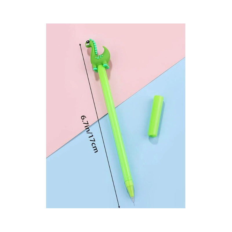 12 Bolígrafos De Gel Dinosaurio Para Estudiantes Tinta Negra Negro
