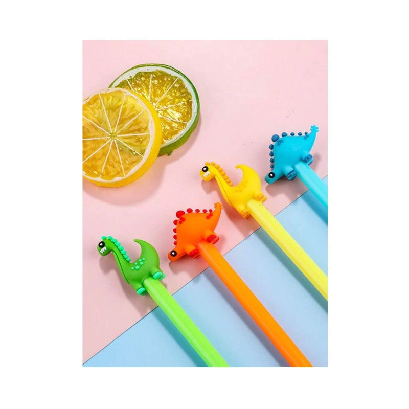 50 Bolígrafos De Gel Dinosaurio Para Estudiantes Tinta Negra Negro
