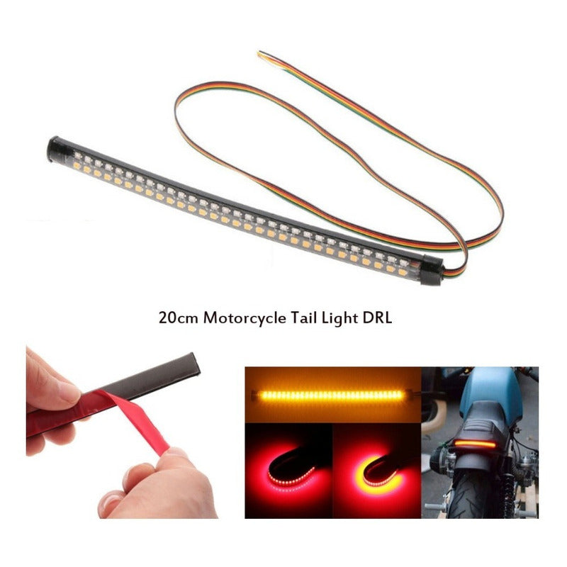 10 Tira Moto Led Secuencial Stop Direccionales Flexible 20cm