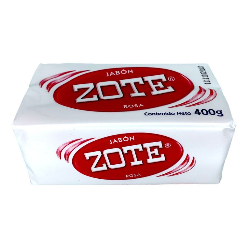 Jabón De Pasta Zote Rosa 400g Para Lavandería En Barra