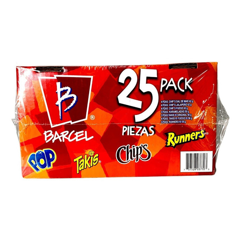 Botana Surtida Barcel Con 25 Pzas , Chips, Takis, Runers