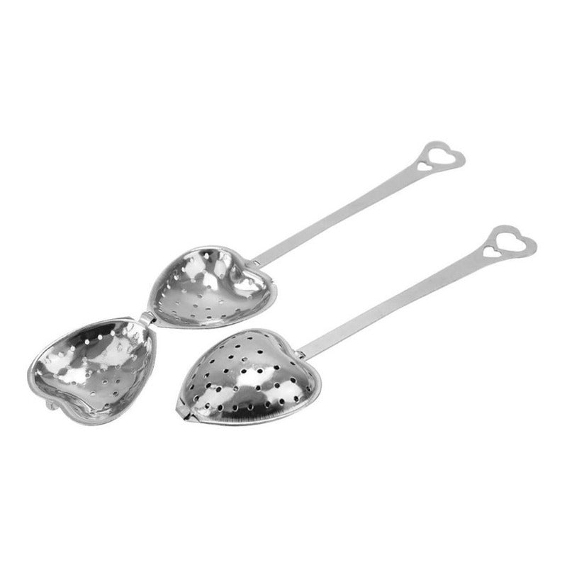 5 Infusor De Te Corazon De Metal Con Palo Inox #51 Gris