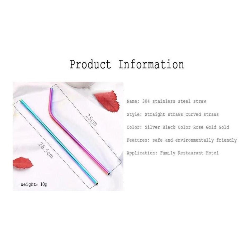 1 Popote Color Acero Inoxidable Metal Multicolor 21 O 26 Cm