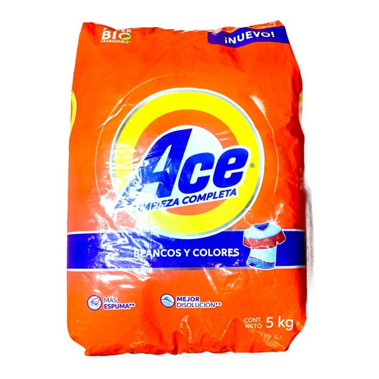 Detergente Polvo Ace Limpieza Completa Blancos Y Colores 5kg