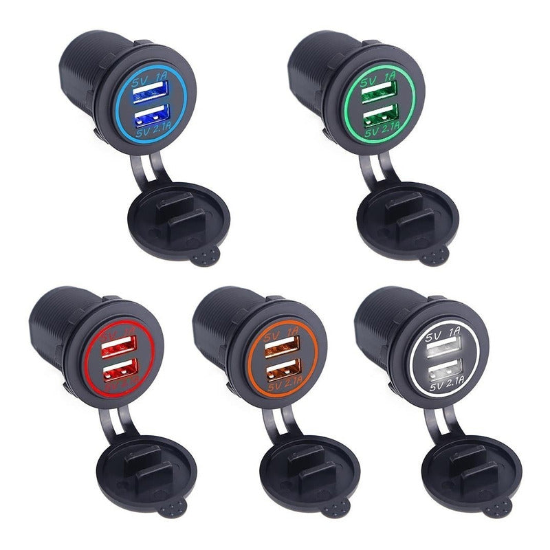 Cargador Usb Doble Led Moto Auto Celular Carga Rapida 50pz