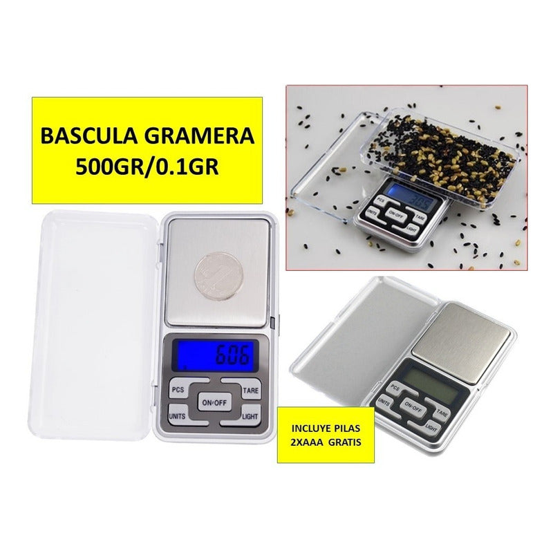 Bascula Gramera Digital Cocina 500gr 0.1gr Pesar 6 Piezas