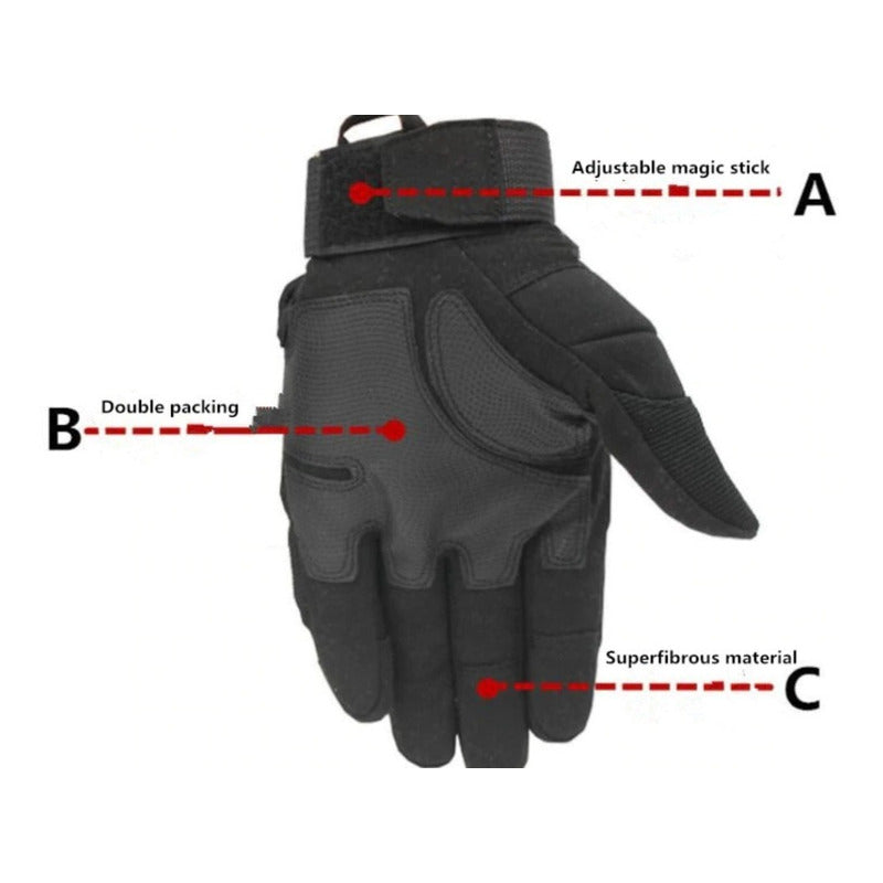 Guantes Tacticos Militar Moto Nudillos Duros Dedo Completo