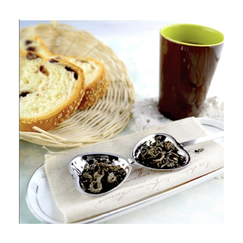 5 Infusor De Te Corazon De Metal Con Palo Inox #51 Gris