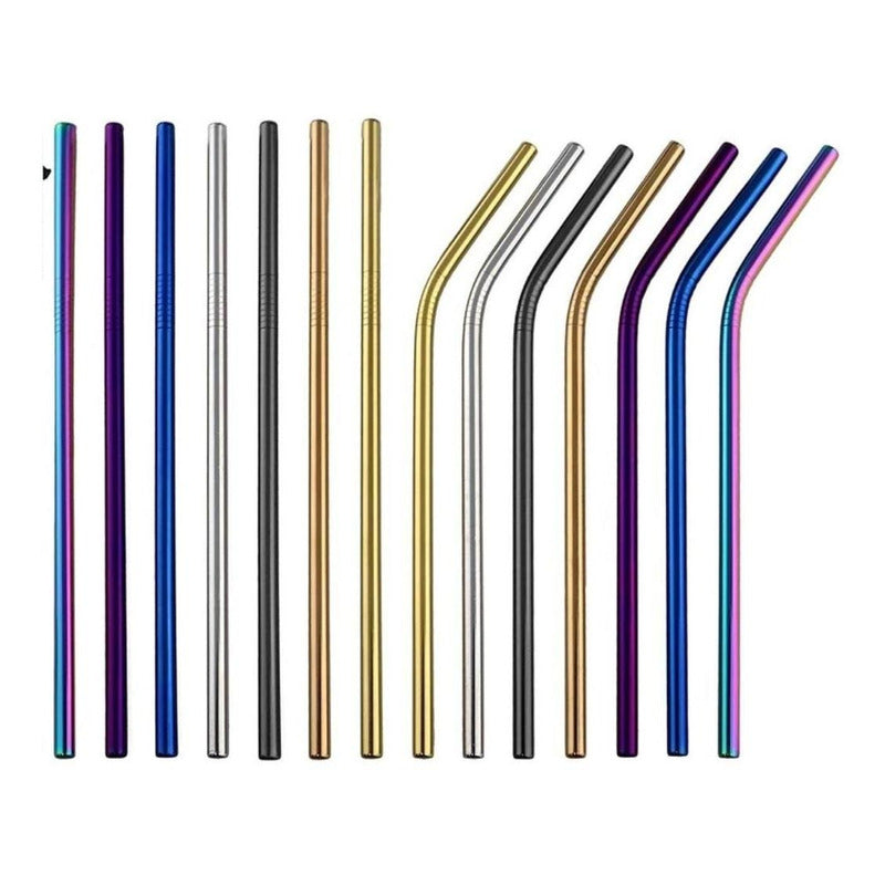 1 Popote Color Acero Inoxidable Metal Multicolor 21 O 26 Cm