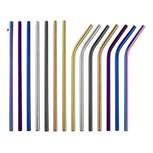 1 Popote Color Acero Inoxidable Metal Multicolor 21 O 26 Cm