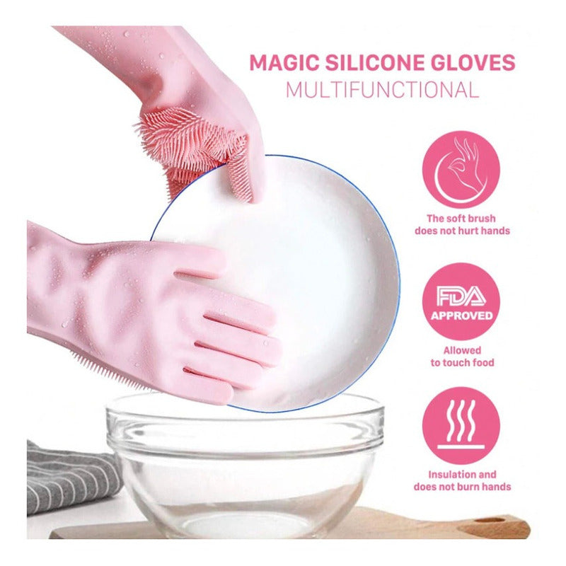 Guantes Para Lavar Trastes Cocina Silicona Limpieza 1 Par