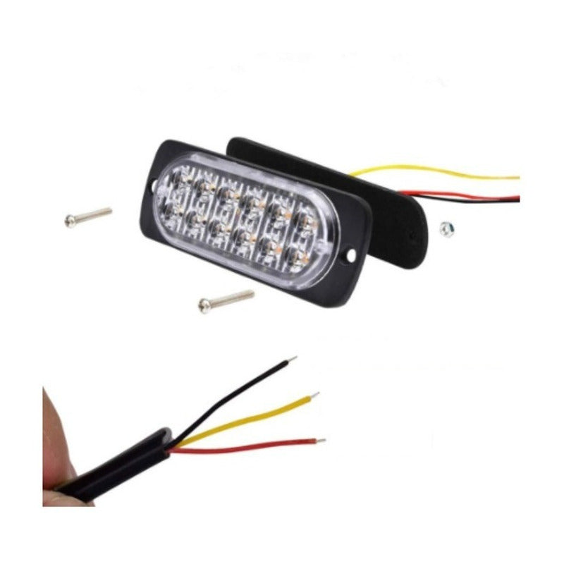 Lateral Faro 12 Led 4pz Barra Estrobo Patrulla 16 Funciones