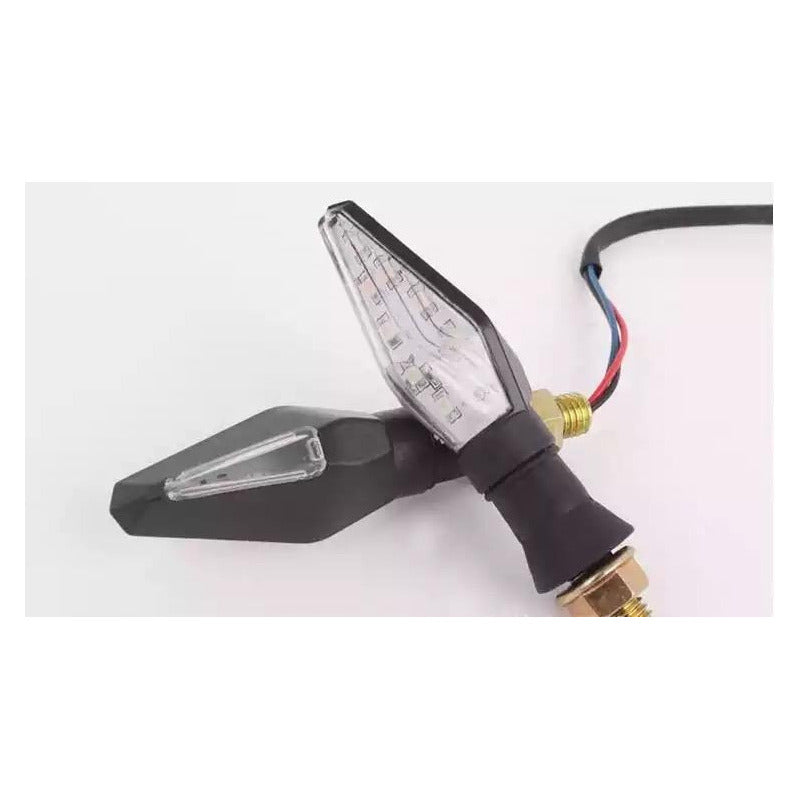 Direccional Led Moto Lateral 2 Piezas Azul Ambar