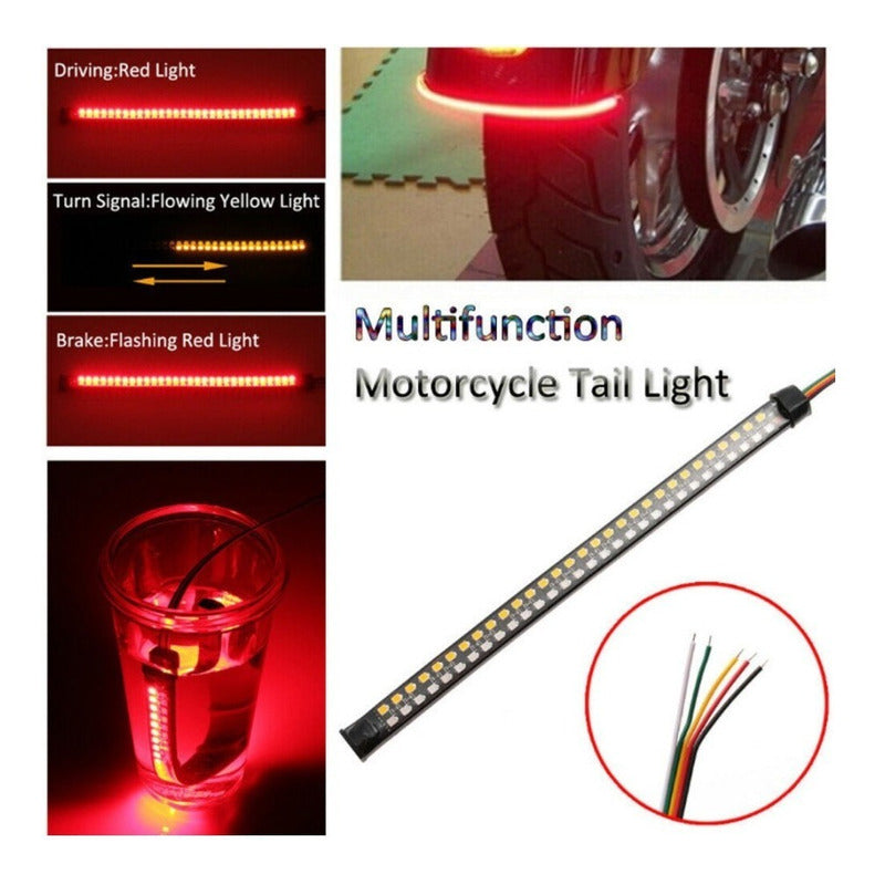 10 Tira Moto Led Secuencial Stop Direccionales Flexible 20cm