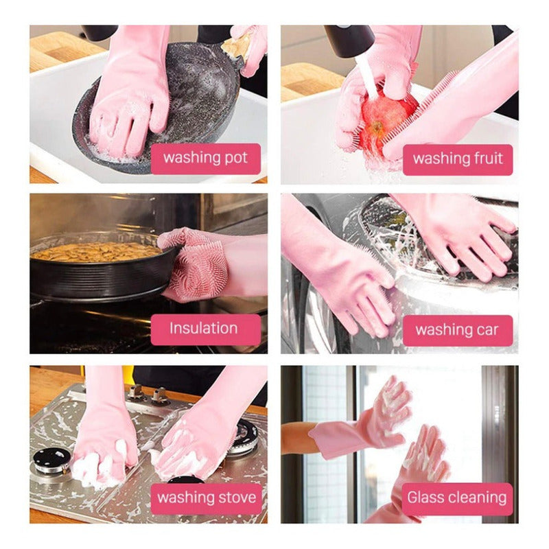 Guantes Para Lavar Trastes Cocina Silicona Limpieza 1 Par