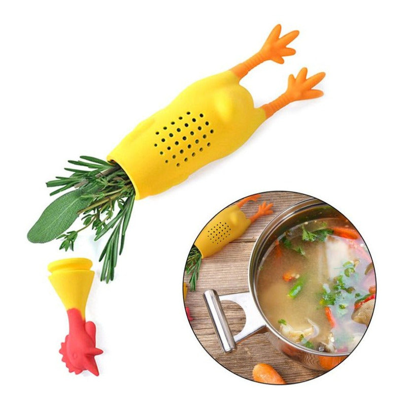 Infusor De Te Forma Pollo Caldos Sopas Silicona Hierbas 5pz