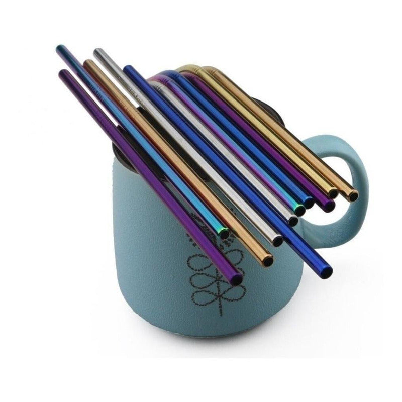 1 Popote Color Acero Inoxidable Metal Multicolor 21 O 26 Cm