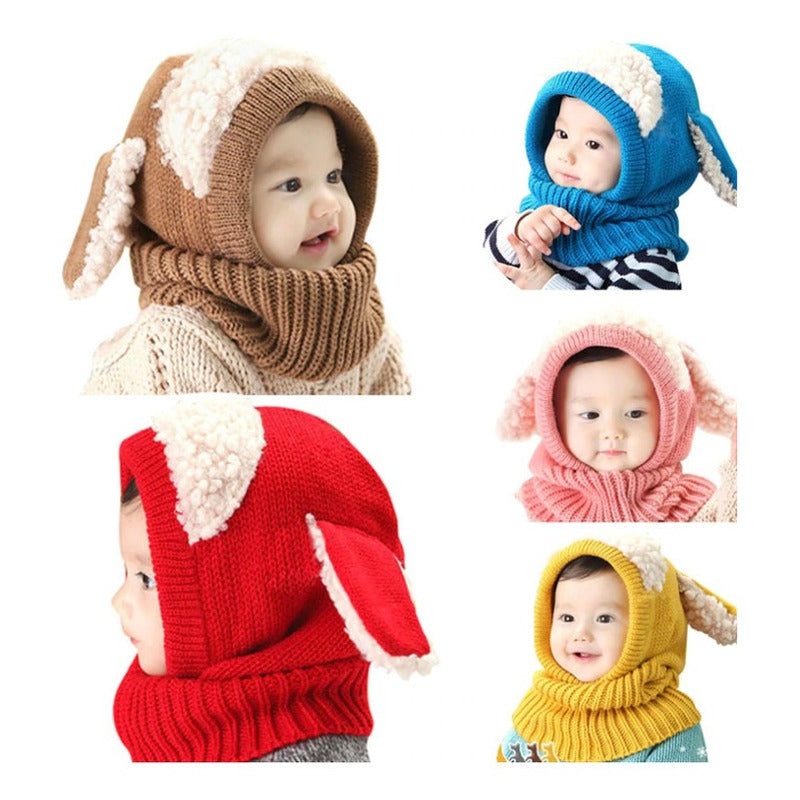 Gorro Para Bebe Bufanda Niña Niño Termico Con Orejas Conejo