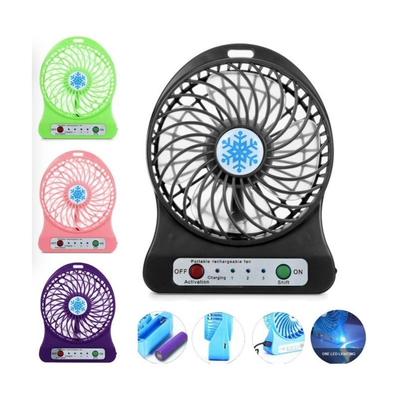 Ventilador Recargle Usb Portatil Bateria 3 Velocidades