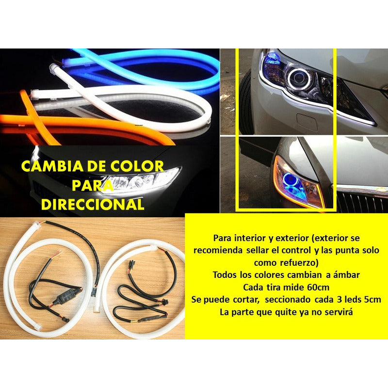 2 Tiras Faro Dual Funciones 60cm Drl Diurna Universal