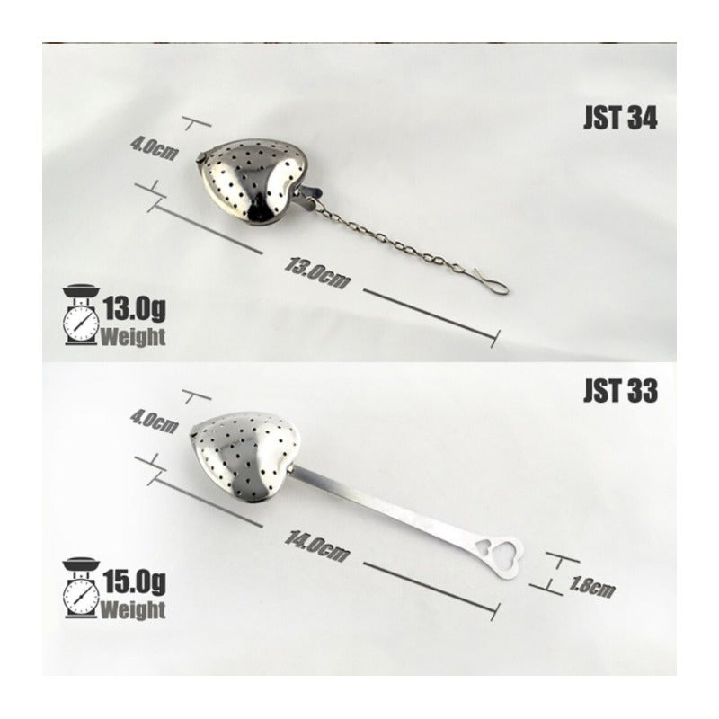 5 Infusor De Te Corazon De Metal Con Palo Inox #51 Gris